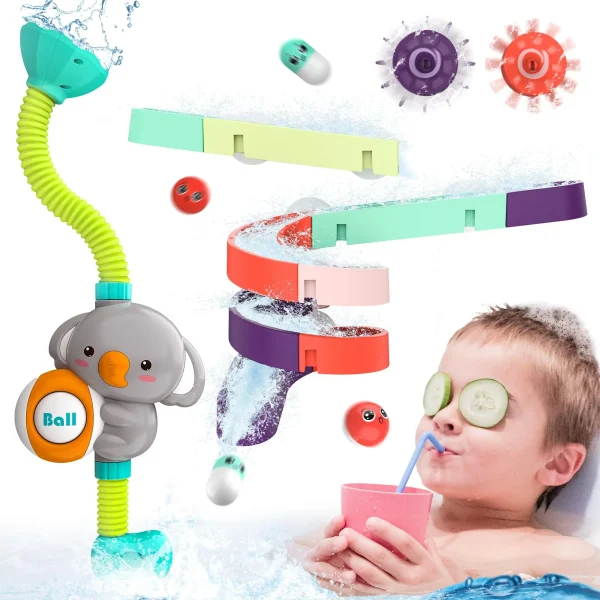 Baby Bath Toys – Shower Head & Slide Track with Suction Cups for Toddlers (Boys & Girls)