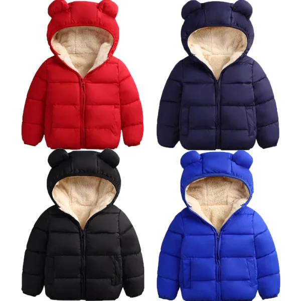 1-3 Years Winter Coat Kids - 3D Ear Hooded Down Padded Jacket & Parka for Boys & Girls