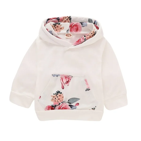 3PCS Baby Girls Winter Clothes Set – Floral Print Hooded Pullover + Pants Tracksuit (3-18 Months) - Image 3