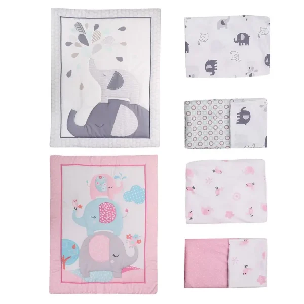 3-Piece Baby Crib Bedding Set – Elephants Theme for Boys and Girls