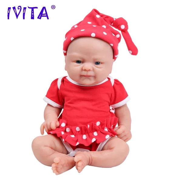 IVITA 14inch 1.65kg Full Body Silicone Bebe Reborn Doll Soft Lifelike Baby DIY Blank Toys Realistic Girl Baby Dolls for Children