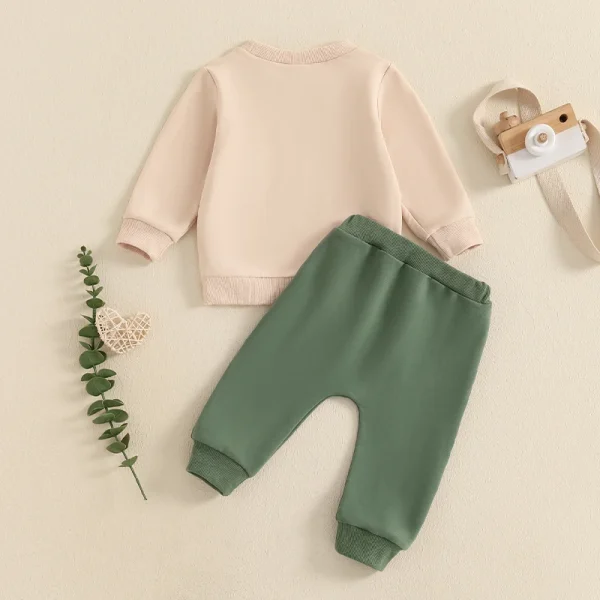 Lioraitiin Baby Boys Pants Set – Long Sleeve Letter Print Sweatshirt & Elastic Waist Pants Infant Clothes - Image 3