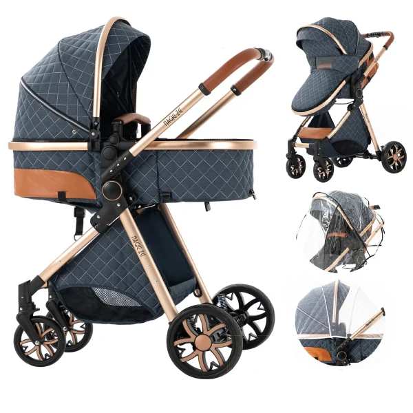 Luxury 2-in-1 Baby Stroller High Landscape Bassinet Pushchair - Image 10