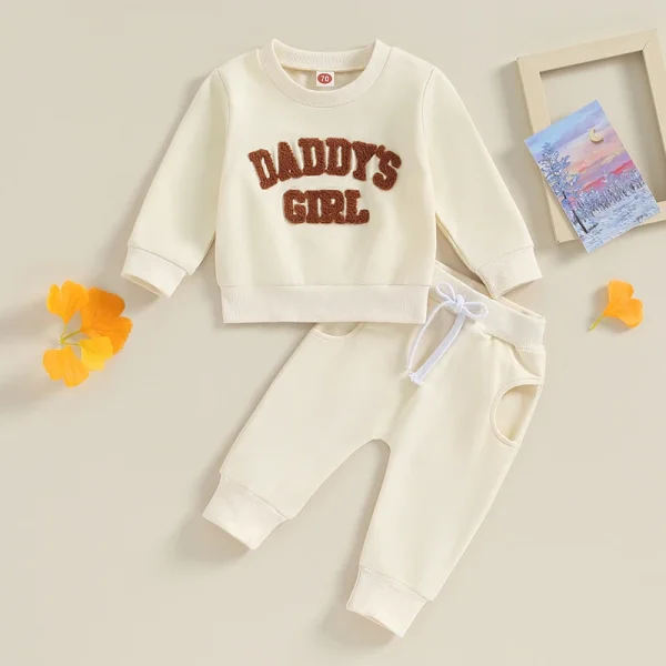 2023-08-08 Lioraitiin 0-3T Newborn Baby Girls Sweat Outfits Letter Print Sweatshirt Long Pant Fall Winter Baby Clothes Set - Image 4