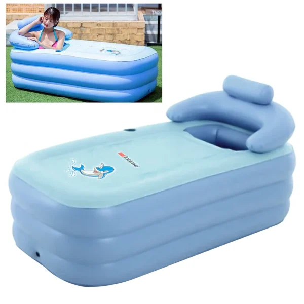 Inflatable Bathtub Blue Folding Bathtub with Warm Design Of Cushion Baby Pool - Image 5