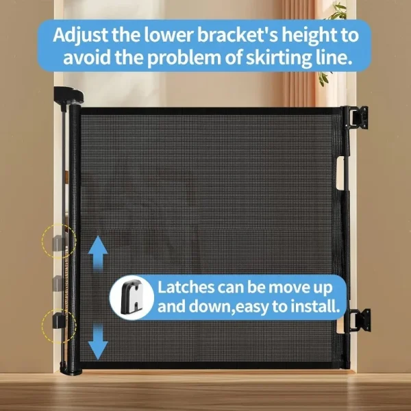 Retractable Mesh Baby Gate – 33" Tall, Extends to 55" Wide, Child and Pet Safety Gate for Doorways - Image 2