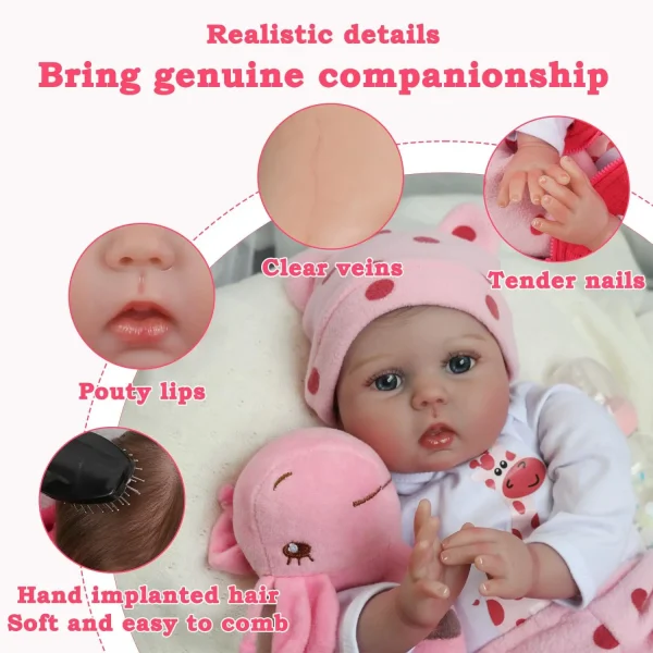 22-Inch Reborn Baby Doll – Realistic Newborn Soft Vinyl Doll Toy for Kids Age 3+ - Image 3