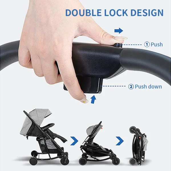 Baby Stroller with One-Hand Fold & Adjustable Canopy - Image 2