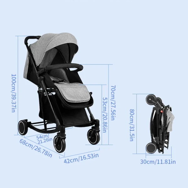 Baby Stroller with One-Hand Fold & Adjustable Canopy - Image 5