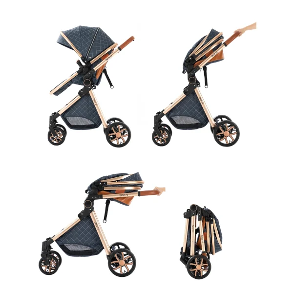 Luxury 2-in-1 Baby Stroller High Landscape Bassinet Pushchair - Image 2