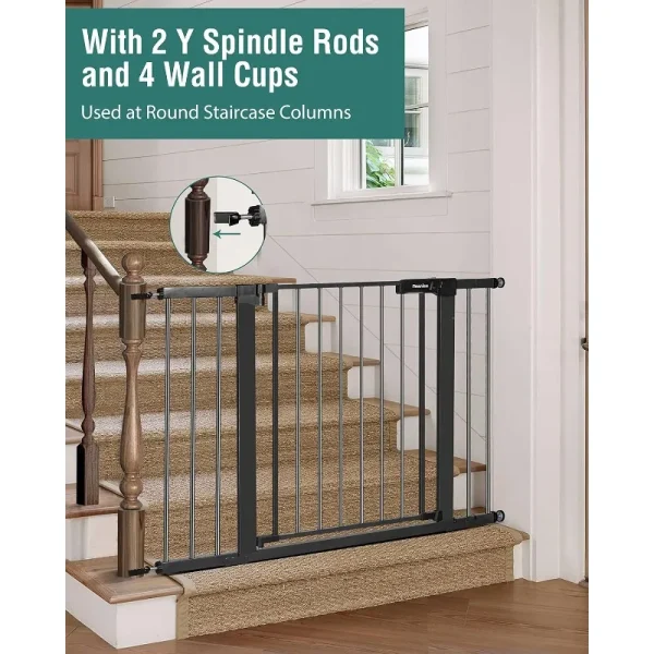 Adjustable Auto-Close Baby & Pet Gate for Stairs – 29.7″ to 46″, Pressure-Mount Safety Gate - Image 2