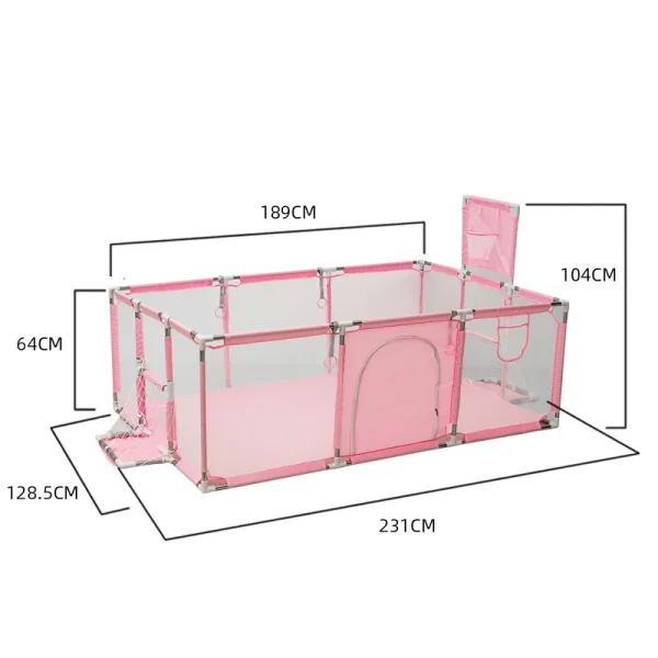 Security Zone Baby Playpen – Indoor Toddler Safety Barrier with Basketball Frame