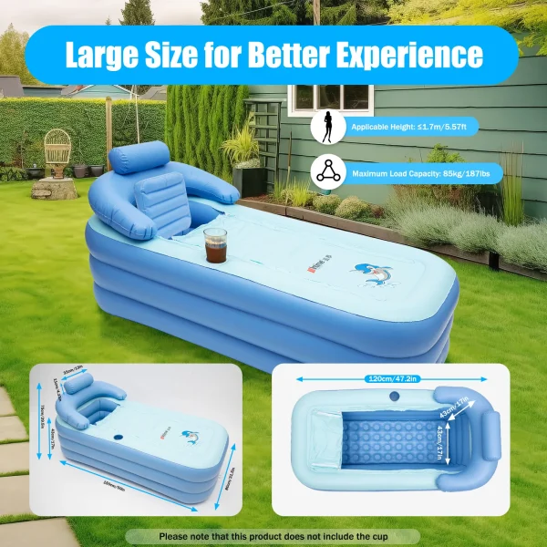 Foldable Inflatable Bathtub – Portable PVC Blow-Up Spa Tub for Adults & Baby Swim Pool - Image 2