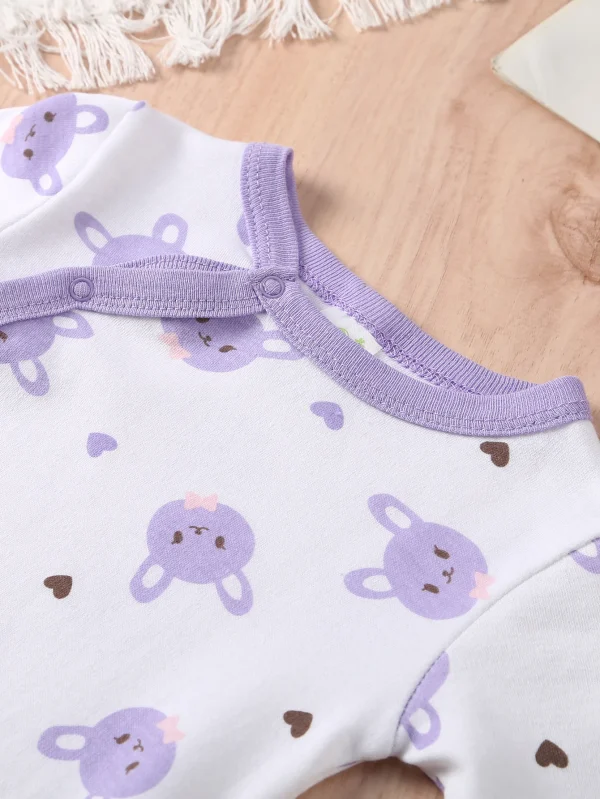 [2-Piece Set] Fall and Winter Baby Girl Foot Onesie – Cartoon Rabbit Long-Sleeved Crawl Suit - Image 5