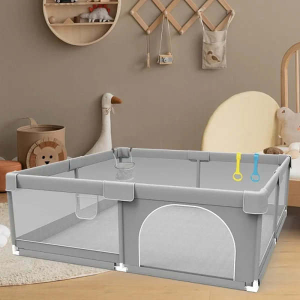 IMBABY Baby Playpens Light Gray Corralito for Baby Playground with Pull Ring Child Safety Barrier Fence Ball Box Game Playpen - Image 2