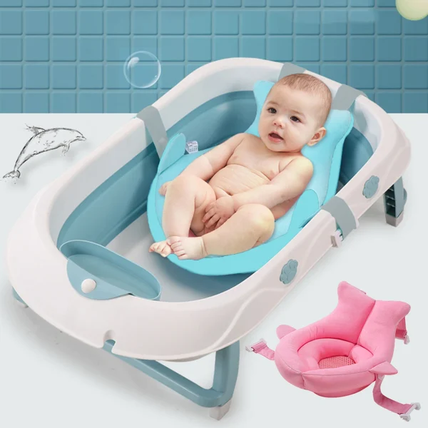 Portable Baby Bathtub Pad – Adjustable Foldable Shower Cushion & Floating Water Bath Seat