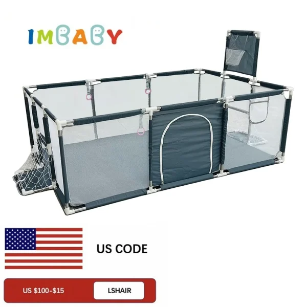 IMBABY Baby Playpen for Indoor Activities – Football & Basketball Parks, Baby Safety Barriers, Playground Fence