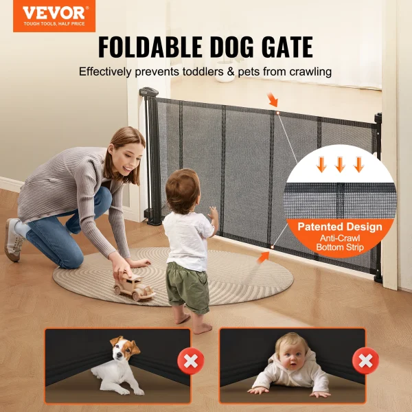 VEVOR Retractable Baby Gate – Tall Wide Mesh Safety Gate for Kids & Pets - Image 2