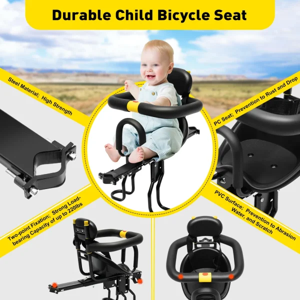 Portable Baby Bike Seat – Front Mount Child Bicycle Carrier for Toddlers and Kids