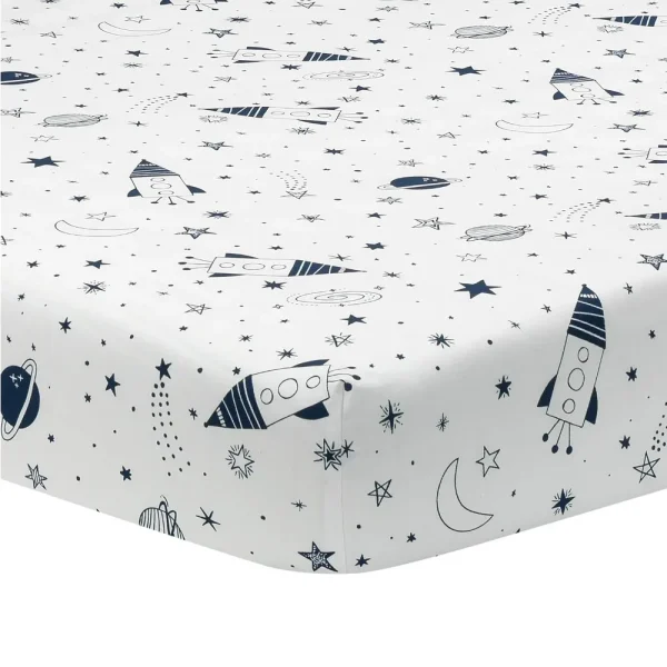 Lambs & Ivy Sky Rocket 5-Piece Baby Crib Bedding Set – Blue Galaxy Space Nursery Theme - Image 4