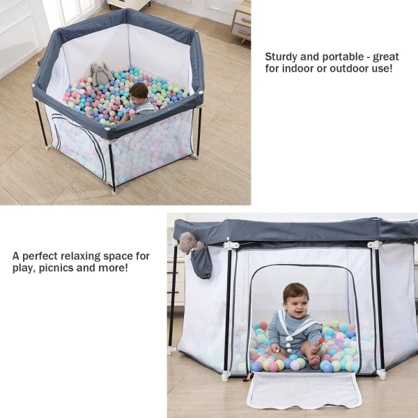 UBRAVOO Baby Playpen HEXA606 – Foldable Hexagon Safety Playyard for Toddlers, Soft Breathable Mesh, Indoor & Outdoor Use - Image 6