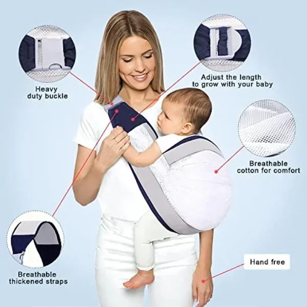 Baby Sling Carrier – 3D Mesh Wrap with Adjustable Shoulder Strap (0-3 Years, 20KG Max) - Image 4