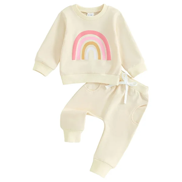 Lioraitiin 3M-3Y Baby Girls Boys Clothes – Oversized Sweater & Long Pants Rainbow Outfits for Fall & Winter - Image 8