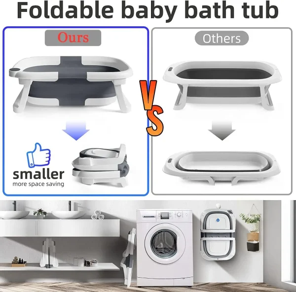 Foldable Baby Bathtub with Real-Time Temperature Display & Cushion Support - Image 6