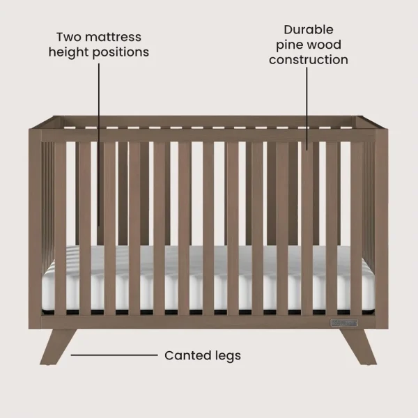 4-in-1 Convertible Crib, Baby Crib Converts to Day Bed, Toddler Bed and Full Size Bed, 3 Adjustable Mattress Positions - Image 6