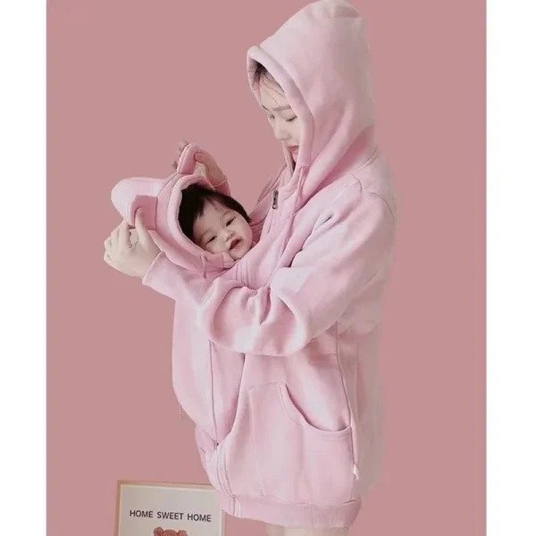 Winter Maternity Baby Carrier Coat – Warm Hoodie Sweatshirt for Pregnant Moms & Babywearing - Image 7