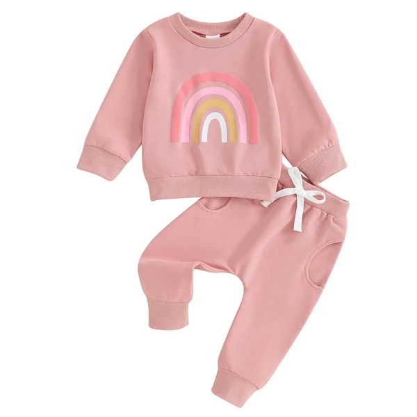 Lioraitiin 3M-3Y Baby Girls Boys Clothes – Oversized Sweater & Long Pants Rainbow Outfits for Fall & Winter - Image 9