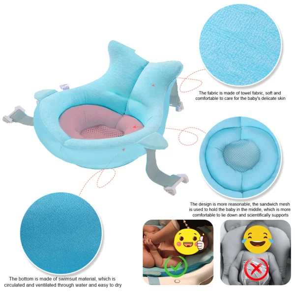 Portable Baby Bathtub Pad – Adjustable Foldable Shower Cushion & Floating Water Bath Seat - Image 3