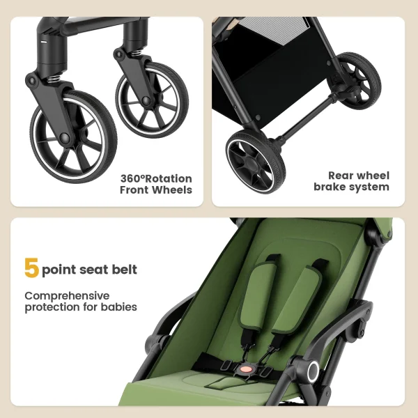 High View Portable Baby Stroller with 360° Swivel Seat – Lightweight & Compact - Image 5