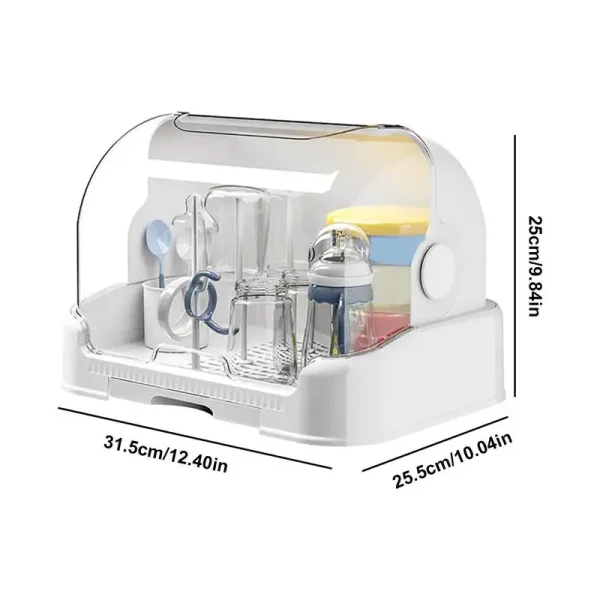 Baby Bottle Drying Rack – Dustproof Storage with Removable Drip Tray for Toddler Bottles - Image 6
