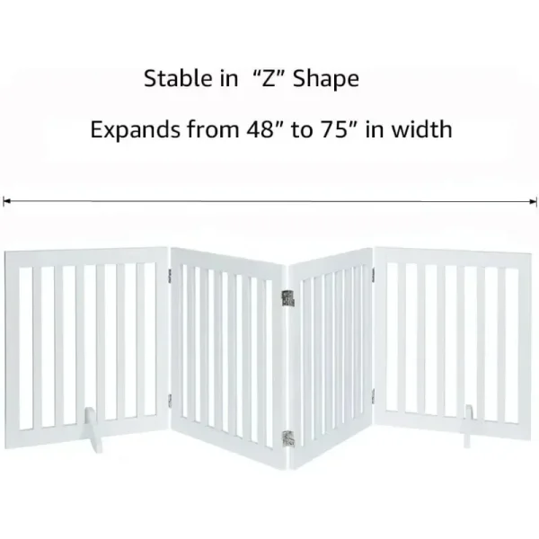 24”H Free Standing Pet Gate for Dog, Cat, Baby – Wooden Dog Gates for Doorway, Stairs, Foldable Pet Fence - Image 5