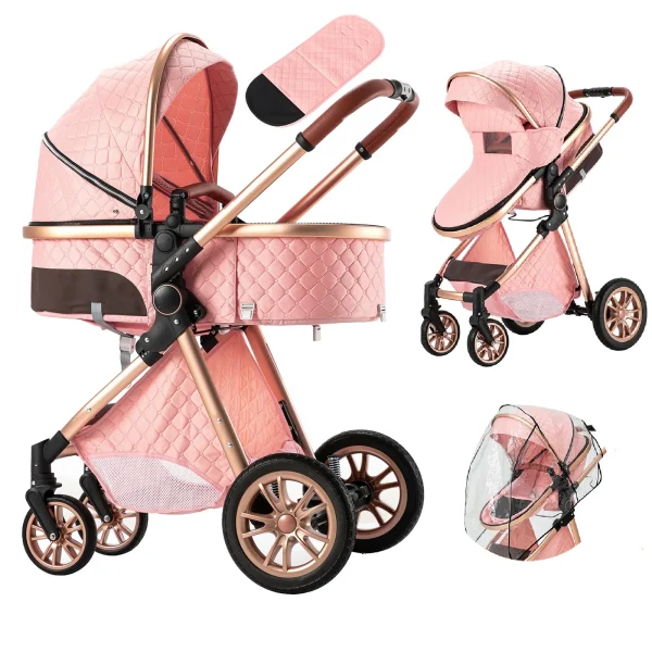 Luxury 2-in-1 Baby Stroller High Landscape Bassinet Pushchair - Image 7