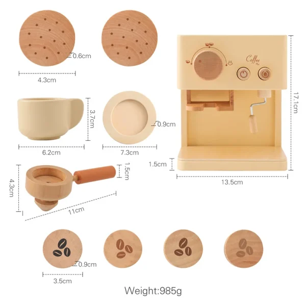 Wooden Replica Coffee Machine Toy Montessori Toys Baby Kitchen Mock Coffee Making Toys Baby Play House Toy Life Skills Plaything - Image 7