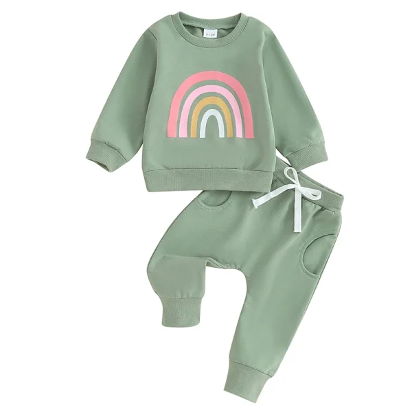 Lioraitiin 3M-3Y Baby Girls Boys Clothes – Oversized Sweater & Long Pants Rainbow Outfits for Fall & Winter - Image 7