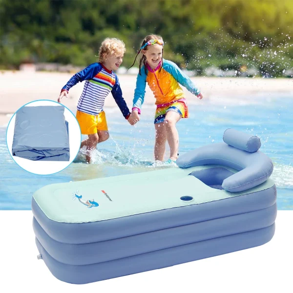 Inflatable Bathtub Blue Folding Bathtub with Warm Design Of Cushion Baby Pool - Image 7