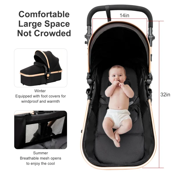 High-Quality Newborn Lightweight Baby Stroller 3-in-1 with ISOfix - Image 3