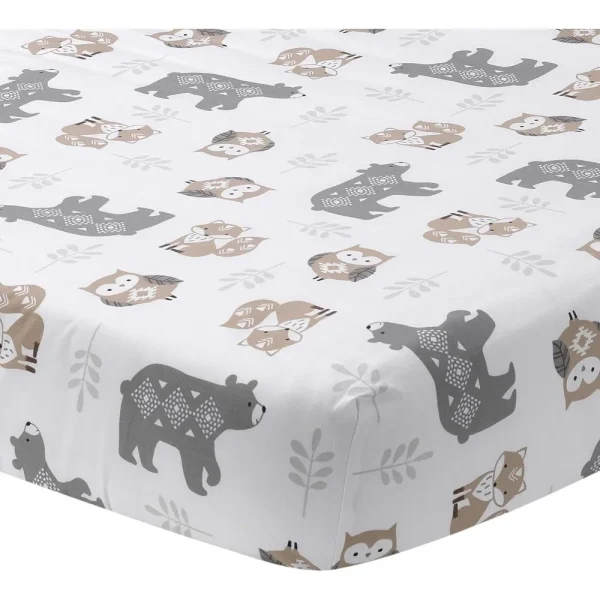 Lambs & Ivy Woodland Forest 5-Piece Baby Crib Bedding Set – Gray Animal Nursery Theme - Image 6