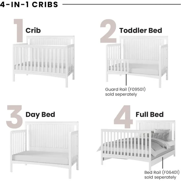 4-in-1 Convertible Crib – Baby Crib Converts to Day Bed, Toddler Bed, and Full-Size Bed - Image 3