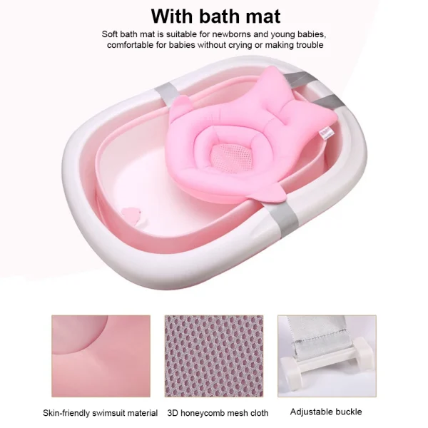 Portable Baby Bathtub Pad – Adjustable Foldable Shower Cushion & Floating Water Bath Seat - Image 2