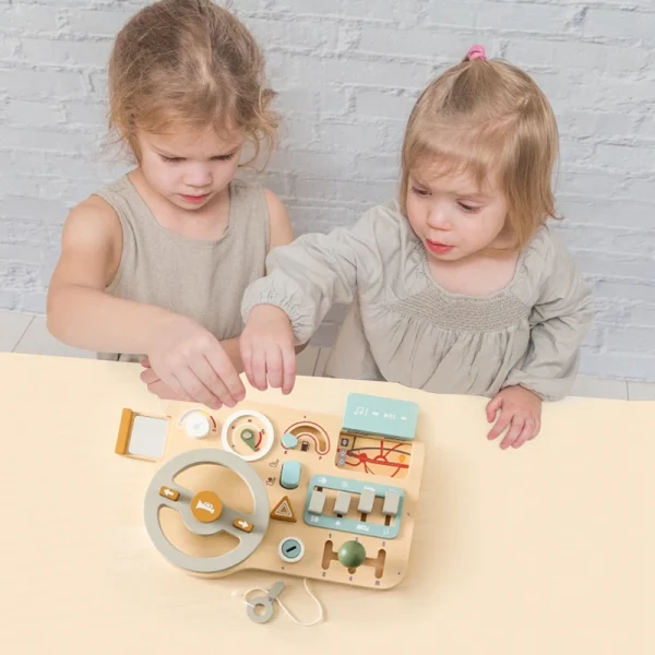 Montessori Baby Wooden Busy Board – Car Steering Wheel Activity Sensory Learning Toy - Image 6