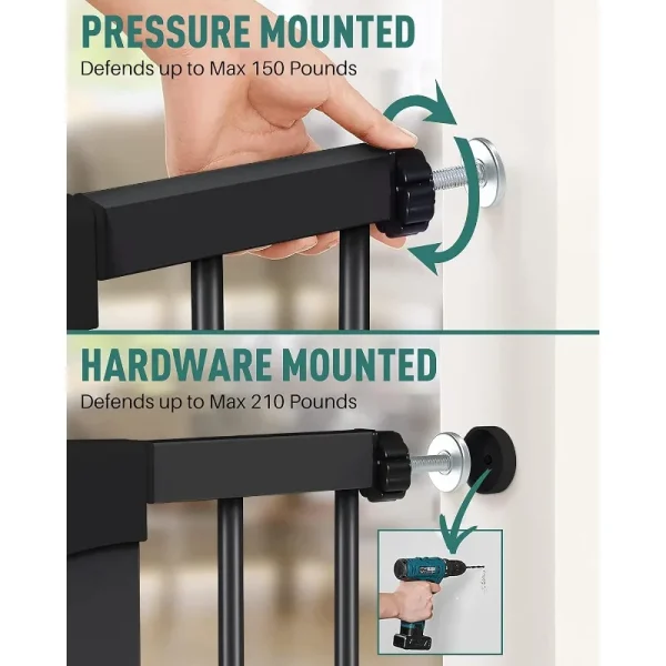 Adjustable Auto-Close Baby & Pet Gate for Stairs – 29.7″ to 46″, Pressure-Mount Safety Gate - Image 3