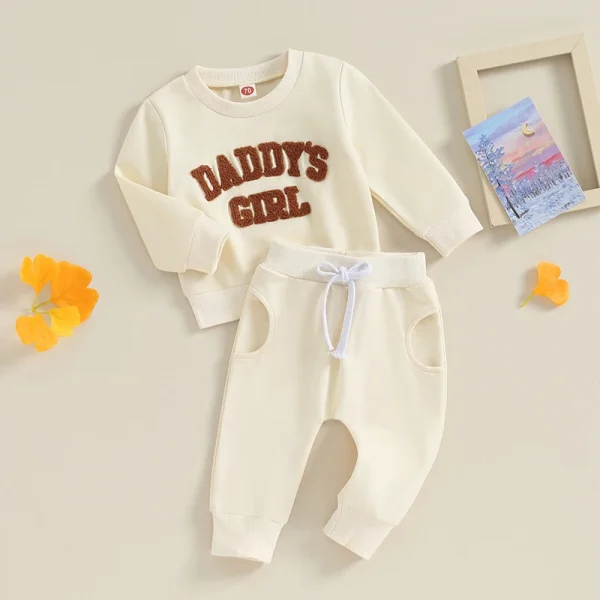 2023-08-08 Lioraitiin 0-3T Newborn Baby Girls Sweat Outfits Letter Print Sweatshirt Long Pant Fall Winter Baby Clothes Set - Image 3