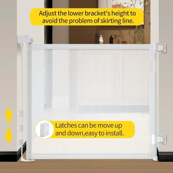 Retractable Mesh Baby Gate – 33" Tall, Extends to 55" Wide, Child and Pet Safety Gate for Doorways - Image 4