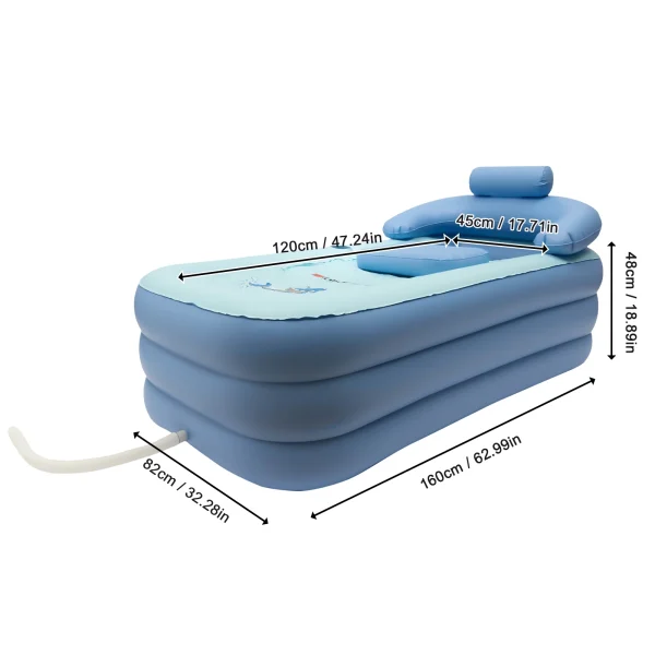 Blue Folding Inflatable Baby Bathtub with Soft Cushion – Warm Design for Baby Pool & Bath - Image 6