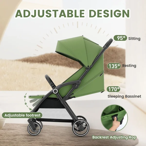 High View Portable Baby Stroller with 360° Swivel Seat – Lightweight & Compact - Image 3