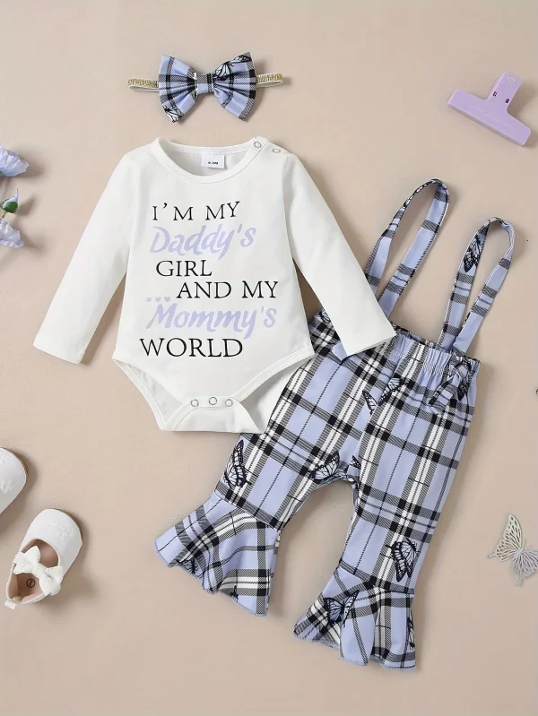 Newborn Baby Girls Floral Romper Outfit – Long Sleeve Top & Overall Pants Set (0-18 Months)